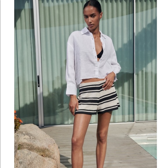 Zara Tops Zara Cropped Linen Shirt Poshmark